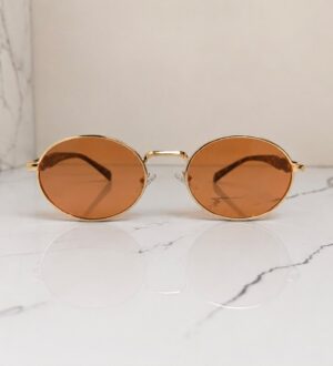Lunettes de soleil ovales à monture métallique