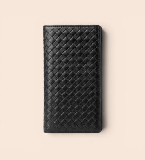 Portefeuille Long Tressé RFID en Cuir
