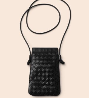 Pochette bandoulière tressée en similicuir