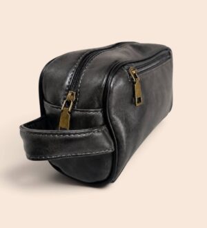 Pochette en Similicuir avec Poignée et Poches Zippées