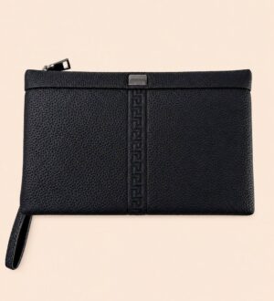 Pochette zippée en Cuir avec dragonne