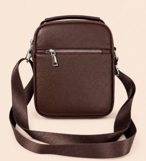 Sacoche bandoulière compacte en cuir véritable